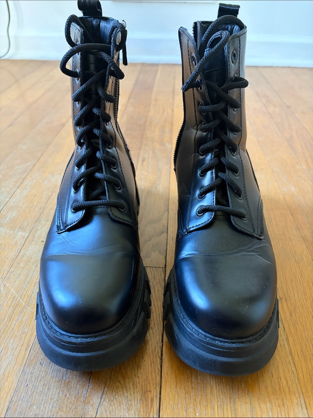 Levi's Black Lace-Up Platform Combat Boots